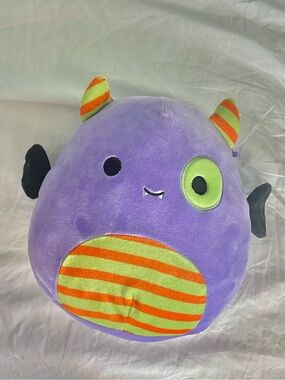 Rare Halloween SquishmallowPurple Plush Monster Pillow with Striped Belly